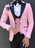 Men's Suits Beige Three Piece Business Party Men Suit Men's 3 Slim Groom Man Costume