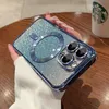 Luxury Gradient Glitter Plating Magsafe Magnetic Cases With Camera Lens Film Protector TPU Shockproof Cover for iPhone 14 13 12 11 Pro Max Samsung S21 FE S22 S23 Ultra