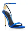 Yeni zarif marka kadın ayakkabılar asma kilit sivri çıplak sandalet ayakkabı donanım kilidi ve anahtar kadın metal stiletto topuk elbise düğün EU35-43 tom-f sandal