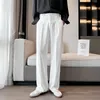 Pantalones para hombres Pantalones de traje de hombres sólidos Flolidos anchos pantalones anchos de pierna ancha Blanca blanca alta de cintura recta