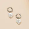 Dangle Earrings Fashion Retro Girl Heart Harajuku Silver Color Imitation Pearl Beads Peach Heart-shaped Love Party Jewelry