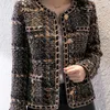 Kurtki damskie wiosna jesień najnowsze projektantka mody Klasyczne tweed krótkometrażowy płaszcz pojedynczy piersi przycisk panie swobodne odzież wierzchnią 230223
