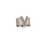 Wide Letter Hollow Cluster Rings Women Open Loop Adjustable Ring Full Diamond Generous Jewelry