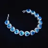 Link Chain Fashion Heart Bracelet Luxury Inlay Blue AAA Cubic Zircon Romantic Heart Of The Sea Charm Silver Jewelry For Women Wedding Party G230222