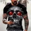 Mens T-Shirts Summer Horror Skull 3D Print T Shirt For Men Casual Oversized Short Sleeve Clothes Streetwear Hip Hop Tops Tees Men Clothing 4XL 022223H