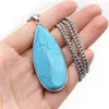 Collares colgantes Moda Collar de piedra natural Azul Turquesa Cadenas de eslabones Cristales curativos para mujeres Fiesta 25x60 mm