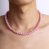 Tour de cou PuRui mode Simple rose Imitation perle à la main brin perle collier tempérament tendance décontracté pour hommes bijoux cadeau