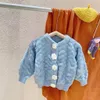 Sweats à capuche bébés filles princesse cardigan fleur bouton infantile Toddle enfant tricoté manteau vêtements d'extérieur pour enfants vêtements printemps automne fête 1-7Y 230222