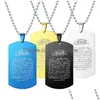 Pendentif Colliers Arabia Écriture pour femmes hommes en acier inoxydable Dog Tag Perles Chaînes Bijoux de mode Cadeau Drop Livraison Pendentifs Dh2Bq