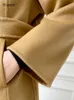 Women's Jacket Classic 100 Wool Long Coat Turndown Collar Belt Double Layer Wide Notch Lapel Full Sleeve Overcoat 22 Fall Winter 17 230223