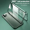 Supermagnetisch telefoonhoesje voor iPhone 14 13 12 11 Pro Max X XS 8 7 14 Plus 13 12 Mini Metalen frame Dubbelzijdig gehard glas Cameralensbescherming Volledige beschermhoes