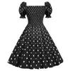 Sukienki swobodne kobiety vintage sukienka letnia kropka kropka nadruk krótkie rękawie z lat 60. Party Rockabilly huśtawka retro w górę