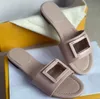 New Summer Walk F-Baguette Sandals Shoes Women Black White Wide-band Slides Flats Beach Casual Walking Embellished Flip Flops Slipper Chunky Heel Slippers Box EU35-43