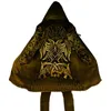 Herr ullblandningar Viking Style Cloak - Odins Raven Tattoo 3D Tryckt hoodie för män Kvinnor Winter Fleece Wind Breaker Warm Hood Nell22