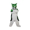 Performance Green Furry Husky Dog Mascot Costumes Cartoon Elk Character Dress Suits Carnival Adults Storlek Julfödelsedagsfest Halloween Outdoor Outfit Suit