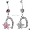 Navel Bell Button Rings D0528 Flowers Belly Ring Mix Colors Drop Delivery Jewelry Body Dhgarden Dhowk