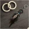 Keychains Lanyards Dreamcatcher Keychain Pendant Creative Feather Tassel Crafts Key Chain Car Bag Decoration Keyring Drop Delivery Dh42q