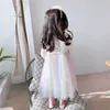 Mädchenkleider Regenbogen-Patchworkkleid für Mädchen, Kinderkleider für Mädchen, Blumenmädchenkleider, koreanische Babykleidung, Mädchen-Herbstkleidung