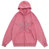 Mężczyzn B Bluzy Lacible Pentagram Zip Up 2023 Sprzedawanie Bluzy Hip Hop Streetwear Mężczyźni Kobiety luźne stałe kolor 230223