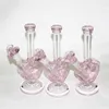hookahs 9inch Heart Shape glass bong pink color dab oil rigs bubbler mini glass water pipes with 14mm slide heart shape bowl piece oil burn rig