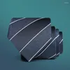 Bow Ties Deep Blue Classic Men Business Formal Wedding Tie 8cm Big Stripe Neck Adults Fashion Shirt Dress Accessories With Present Box