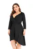 Casual Dresses Autumn High Waist Loose Plus Size 4XL 5XL Dress Women Vestido Long Sleeve Jersey Deep V-Neck Flowing