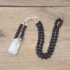 Pendant Necklaces Aura White Crystal Tower Pendants Yoga Jewelry 8mm Lava Stone Round Beads Handmade Knotted AB Quartz Point QC0138