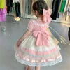 Robes de fille d'été filles robe enfants rose dentelle arc mignon robe de soirée filles vêtements fête d'anniversaire pour enfants tout-petits filles bouffantes robe 27T Z0223