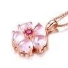 Girl Pendant Necklaces students sweet pink zircon crystal flower pendant rose gold plated sweet necklace women wedding birthday party jewelry gift fashion Jewelry