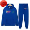 Herrspårar Trapstar Hoodie Tracksuit Rainbow Plush broderade ullbyxor 202321