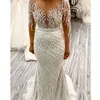 Свадебные платья 2023 Свадебное платье русалки со съемным шлейфом и длинными рукавами, расшитое бисером, кружево, аппликация, жемчуг, на заказ, Vestidos De Novia, большие размеры