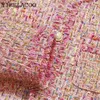 Женские куртки розовая твидовая куртка повседневная маленькая ароматная шнурная весенняя осенняя рукавов весенняя осень Классик Классик Топ 230223
