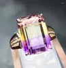 حلقات الكتلة حلقة Ametrine 925 Sterling Silver 7.3ct 10 14mm Gem Gem Jewelry للرجال أو النساء #HZ18062101