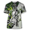 Camisetas masculinas de pesca linda camuflagem 3D T-shirt masculino Harajuku Moda de manga curta Camisa de verão Summer Fashion Tamanho grande cl 022223h