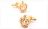 Cuff Links Men s Luxurious Crystal Crown Copper Material Golden Color 230223