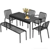 Lägermöbler Anpassningsbara kreativa matbord Set Simple Iron Chair Modern Garden Outdoor Bench Home Balcony Leisure Tablecamp