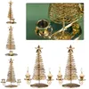 Candle Holders Christmas Tree Holder Candlestick Ornaments Golden Candlelight Decorations For Home 2023 Tabletop Wedding