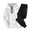 Heren trainingspakken herfst winterpak van hooded hoodie en joggingbroek modemannen casual dikke sportkleding sweatshirts jogger mannelijk 230223