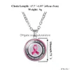 Pendant Necklaces Breast Cancer Awareness Pink Ribbon For Women Glass Faith Hope Cure Believe Letter Chains Fashion Jewelry In Bk Dr Dh1Ry