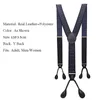 Hängslen 1.38 "Breddknapp Suspenders Black Real Leather Suspender Y-back Shape Man Ligas Tirantes Stretch Hangeband 3.5*120cm 230222