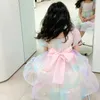 Mädchenkleider deer jonmi Sommer Baby Mädchen Rosa Schleife Prinzessin Kleider Puffärmel Regenbogen Ballkleid Kinder Geburtstag Party Kleid