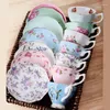 Muggar Bone China European Coffee Cups Home Drink Essential Afternoon Tea Cup Set olika mönster