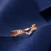 Rings Rings Aazuo 18K Rose Gold Diamonds REAL Diamonds Original Edernity Branch For Woman Charm Jewelry Fashion Gift Tiny Thin Au750