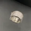 Wide Letter Hollow Cluster Rings Women Open Loop Adjustable Ring Full Diamond Generous Jewelry