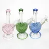 Herzförmige Glasbong Dab Rig Wasserpfeifen Recycler Rigs Rohr Wasserpfeife 14 mm Joint Bongs mit berauschender Hitze-Liebesschale