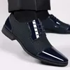 Klänningskor Trending Classic Men Dress Shoes For Men Oxfords Patent Leather Shoes Lace Up Formal Black Leather Wedding Party Shoes 230223