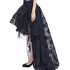 Jupes Vintage dentelle asymétrie longue femmes taille haute Midi gothique jupe élégante 2023 automne été fête Faldas Saia