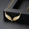 Chains FXLRY High Quality Cubic Zirconia Angel Wing Pendant Necklace For Women Fashion Jewelry