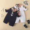 pagliaccetti bianchi per bambini New summer Pagliaccetto a maniche corte con risvolto sottile in cotone per neonati versatili