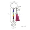 Keychains Lanyards Colorf Chakra Stone Tassel Keychain Pendant Lotus Reiki Healing Yoga Natural Gemstone Pärled Creative Keyring G DH8JU